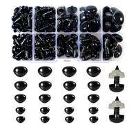 Zhbrchz 280pcs Plastic Safety Noses 5 Sizes Black Craft Triangle Nose with Washers for Amigurumi Crochet Bears Dog Stuffed Animals Doll Making