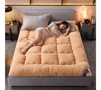 ZHBY Mattress Thicken Roll Up Japanese Futon Mattress Winter Quilted Floor Mattresses Folding Portable Tatami Sleeping Pad For Camping Couch Dormitory Guest Bed Mat (Color : Khaki, Size : 90x200cm)