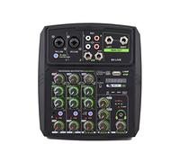 ZHCHAO 4-Channel Audio Mixer Mixing Console LED Screen Built-in Soundcard BT Connection with 2-band EQ Gain Delay
