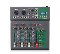 ZHCHAO 4-Channel Portable Mixing Console Digital Audio Mixer Supports BT Connection Reverb with Audio Interface
