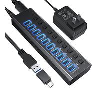 ZHCHAO Aluminum 10-port USB3.0 Docking Station Multifunctional Hub Standalone Switch Hub(Color:Argento)