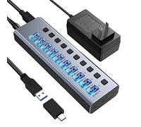 ZHCHAO Aluminum 10-port USB3.0 Docking Station Multifunctional Hub Standalone Switch Hub(Color:D)