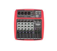 ZHCHAO B6-MX Portable 6-Channel Sound Card Mixing Console Audio Mixer Built-in 16 DSP 48V Phantom power Supports BT(Rosso)
