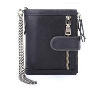 ZHCHAO Chain Men's Short Top Layer Card Bag Triple Fold Money Clip Zip Wallet(Rosso)