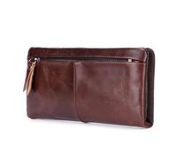 ZHCHAO Genuine Leather Men's Wallet, Business and Leisure Long Handbag, Multi Card Cowhide Wallet, Retro Men's Bag(Rosso)