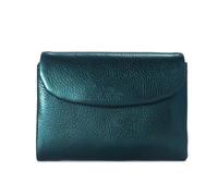 ZHCHAO Genuine Leather Short Wallet, Women's Glossy Small Wallet, Women's Top Layer Cowhide Zero Wallet Card Bag(Vert)