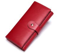 ZHCHAO Genuine Leather Wallet, Women's Multi Slot Anti Magnetic Card Bag, Trendy Women's Top Layer Cowhide Handbag(Rosso)