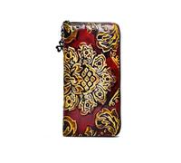 ZHCHAO Handmade Rubbed Colour Cowhide Clutch Embossed Ladies Wallet Long Zipper Bag Female
