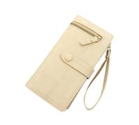 ZHCHAO Large Capacity Multi-Card Coin Purse Buckle Zipper Long Purse for Women(Beige)