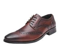 ZHCHAO Men's British-Style Pointed Toe Breathable Hole Design Business Formal Derby Shoes Casual Breathable Comfortable Suitable for Wedding Office(9)