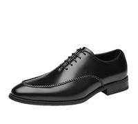 ZHCHAO Men's Business Formal Leather Shoes Vintage British-Style Gentleman Oxford Shoes Waxed Lace-up Pedal Suitable for Wedding Office Party(Svart,6)