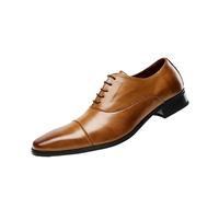 ZHCHAO Men's Casual Leather Shoes Oxford Shoes Slip Wear-Resistant Rubber Dress Shoes(Rosso,10)