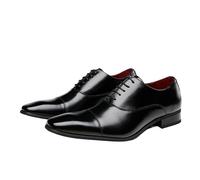 ZHCHAO Men's Casual Leather Shoes Oxford Shoes Slip Wear-Resistant Rubber Dress Shoes(Svart,8)