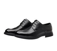 ZHCHAO Men's Leather Shoes Business Dress Shoes Formal Shoes Pointed Toe Low Cut Embossed Check Pattern Lightweight Non-Slip Rubber Sole Soft Comfortable(9)