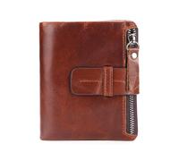 ZHCHAO Men's Short Wallet Soft Top Vintage Multi-Card Long Coin Wallet Clip(Brass)