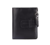 ZHCHAO Men's Short Wallet Soft Top Vintage Multi-Card Long Coin Wallet Clip(Svart)
