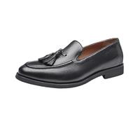 ZHCHAO Men's Tassel Loafers Casual Business Leather Shoes Pointed Toe Slip-on Office Dress Shoes(Svart,7)