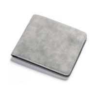 ZHCHAO Men's Wallet Short Vintage Frosted Two-fold Vertical Money Clip(Grey)