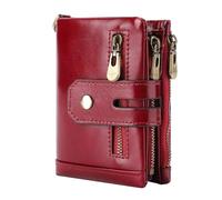 ZHCHAO Men's Wallet Vertical First Layer Multifunctional Zipper(Rosso)