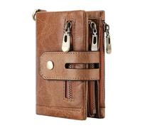 ZHCHAO Men's Wallet Vertical First Layer Multifunctional Zipper(Rosso)