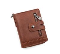 ZHCHAO Men's Wallet with Vertical Retro Function, Zipper Buckle, Change Slot, Men's Wallet(Brown-2)