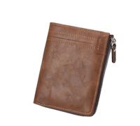 ZHCHAO Men's Wallet Zipper Multi-Slot Short Money Clip Vintage Money Clip Short Card Bag(Rosso)