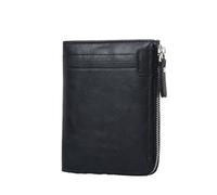ZHCHAO Men's Wallet Zipper Multi-Slot Short Money Clip Vintage Money Clip Short Card Bag(Svart)