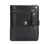 ZHCHAO Men's Zipper Wallet Business Retro Large Capacity Multi-Card Wallet(Svart)