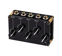 ZHCHAO Mini 4 Channel Stereo Line Mixer 4out 1in for Live Studio Recording Portable Passive Analog Audio Sound Mixing Console Low Noise