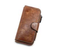 ZHCHAO Money Clip Men's Short Money Baotou Layer Retro Money Clip Driving License Casual(Rosso)