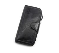 ZHCHAO Money Clip Men's Short Money Baotou Layer Retro Money Clip Driving License Casual(Svart)