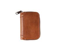 ZHCHAO Multi-Capacity Men's Card Bag Multi-Slot Vintage Zipper Card Holder Bag(Rosso)