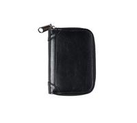 ZHCHAO Multi-Capacity Men's Card Bag Multi-Slot Vintage Zipper Card Holder Bag(Svart)