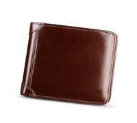 ZHCHAO Multi-Slot Short Money Clip Can Accommodate Card Slot Change Wallet for Men Brush(Rosso)