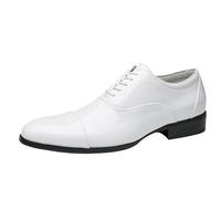 ZHCHAO Patent Leather Stitching Design White Non-commissioned Officer Business Leather Shoes Casual is A Banquet Party Wedding Daily Work Office Non-Slip Wear-Resistant(9.5)