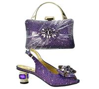 ZHCHAO Pointy toe fish mouth high heels Dinner bag diamond chunky dinner bag clutch bag(43)
