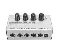 ZHCHAO Portable 12V Audio Mixer for -compact 4 Channel Music Mixing Audio Sound Mixer DJ Console