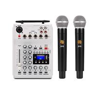 ZHCHAO Portable Dj Console Mixer Soundcard with 2 Channel Uhf Microphone for Home Pc Studio Recording Network Live