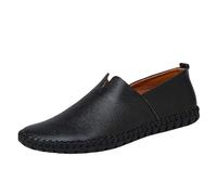 ZHCHAO Shoes Men's Soft Sole Surface Slip-on Loafers Versatile Comfortable Casual Oxford Shoes for Party Driving Business Men Low-top Flat Shoes(Svart,12.5)