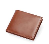 ZHCHAO Top Layer Crazy Horse Leather Men's Wallet Two-fold Vintage Money Clip Short Card Bag(Rosso)