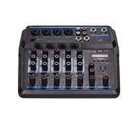 ZHCHAO U6 Musical Mini Mixer 6 Channels Audio Mixers BT Mixing Console with Sound Card Built-in 48V Phantom