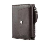 ZHCHAO Vintage Top Tier Men's Wallet Zipper Fold Card Clip Coin Bag(Rosso)