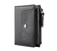 ZHCHAO Vintage Top Tier Men's Wallet Zipper Fold Card Clip Coin Bag(Svart)
