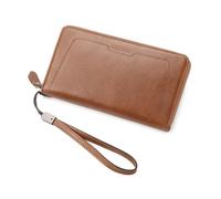 ZHCHAO Wallet Long Business Vintage Large Capacity Zipper Money Clip Clutch Bag(Brass)