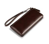 ZHCHAO Wallet Long Zipper Wallet Men's Business Vintage Clutch Long Money Clip(Rosso)