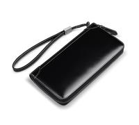 ZHCHAO Wallet Long Zipper Wallet Men's Business Vintage Clutch Long Money Clip(Svart)