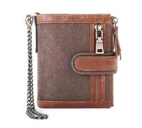 ZHCHAO Wallet Men's Multi-Card Money Clip Brush Splice Layer Wallet(Rosso)