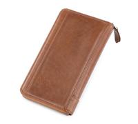 ZHCHAO Wallet Men's Retro Long Multi-Slot First Layer Holding Bag Card Bag Multi-Function(Brass)