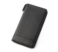 ZHCHAO Wallet Men's Retro Long Multi-Slot First Layer Holding Bag Card Bag Multi-Function(Svart)