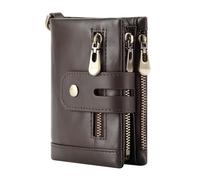 ZHCHAO Wallet Vertical First Layer Multifunctional Zipper Leather Wallet for Men(Rosso)